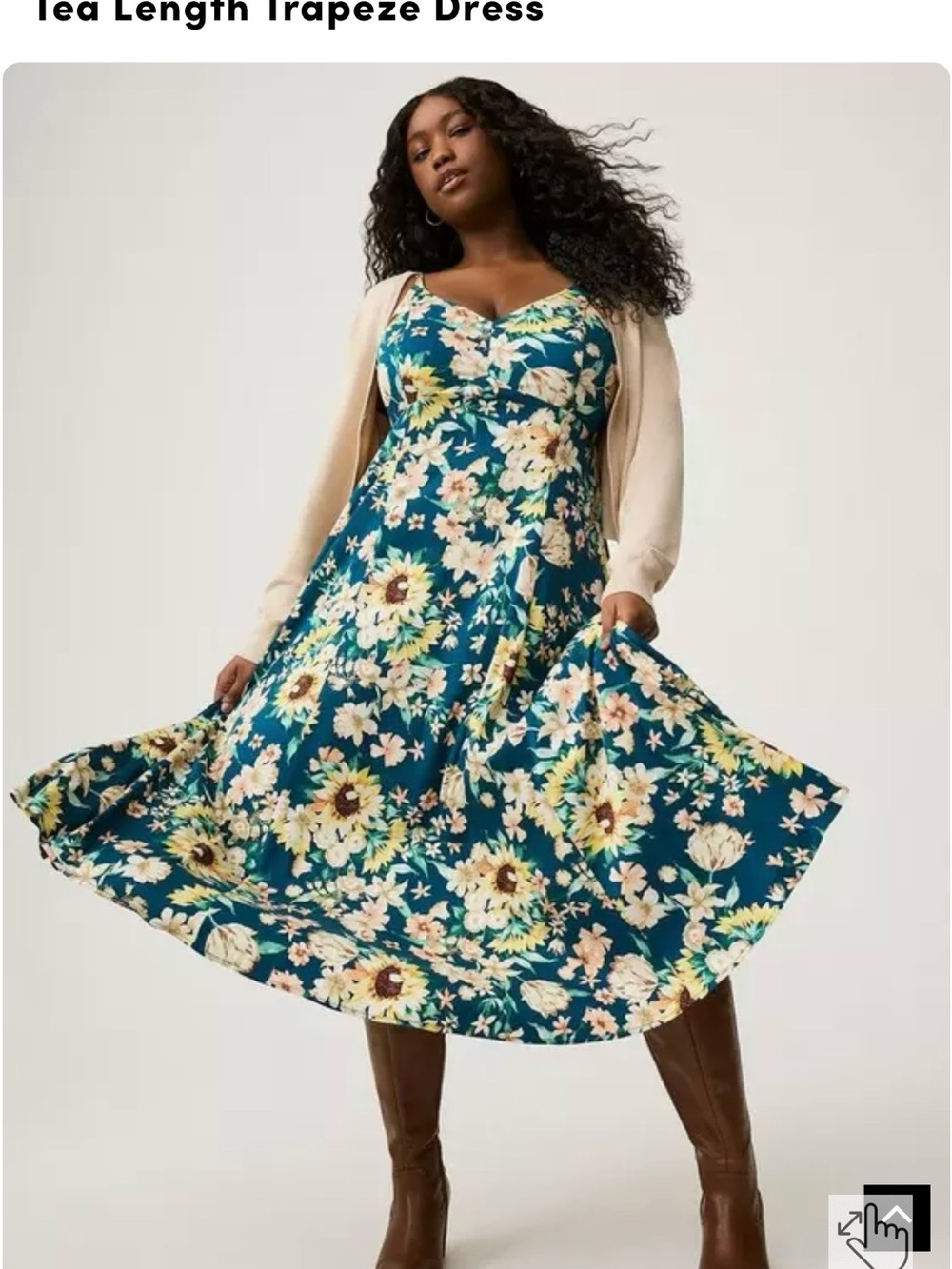 torrid NWT Teal Floral Trapeze Maxi with Yellow Blooms